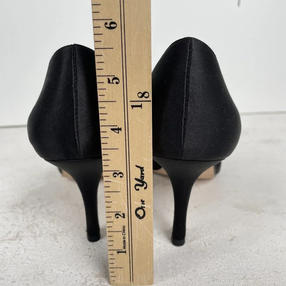 Ann Taylor Loft Pumps Heels Womens 10 M Black‎ Satin Flower